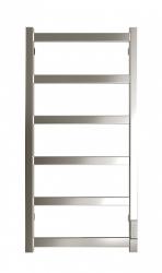 Полотенцесушитель Двин J plaza neo 80/40 (электрический, К, диммер, квадрат, полированный), без полки, электрический, нижнее правое/нижнее левое подключение, из нержавеющей стали, форма лесенка, настенный, цвет хром