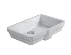 Раковина DURAVIT Vero WonderGliss, 48,5х31,5х16 см, встраиваемая снизу, прямоугольная, санфарфор, цвет белый, без отверстия под смеситель, антигрязевое покрытие, слив/перелив