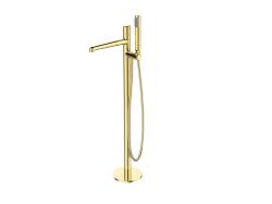 Смеситель для ванны/душа BelBagno Uno, напольный, однорычажный, неповоротный, длина 240 мм, керамический, латунь, цвет золото