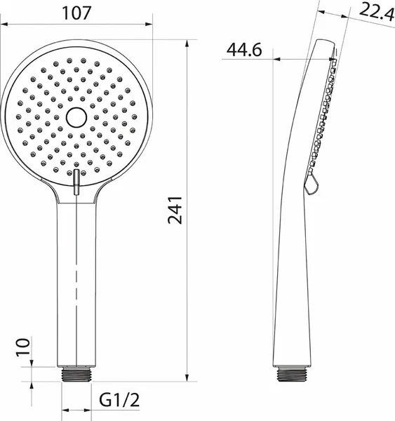 Душевая лейка IDDIS Ray, круглая, с 3 режимами, размер 107 мм, ABS-пластик, цвет черный матовый, для душа/ванной