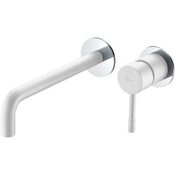 Смеситель для раковины/умывальника Boheme Uno, встраиваемый, однорычажный, неповоротный, керамический, длина излива 200 мм, латунь, цвет белый/хром