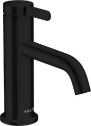 Смеситель для раковины/умывальника Axor One 70, однорычажный, с рычаговой рукояткой, фиксированный излив, длина излива 13 см, керамический, латунь, цвет матовый черный, с незапираемым сливным набором