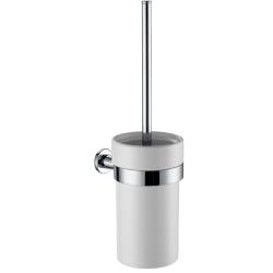 Ерш для унитаза Azario FORNY, с держателем, настенный, нержавеющая сталь/керамика, форма округлая, для туалета/унитаза, с туалетной щеткой, в ванную/туалет, цвет хром