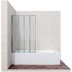 Душевая шторка на ванну Ambassador Bath Screens, 120х140 см, прозрачное стекло/профиль хром, складная/четырехсекционная, плоская/панель, правая/левая, правосторонняя/левосторонняя, универсальная