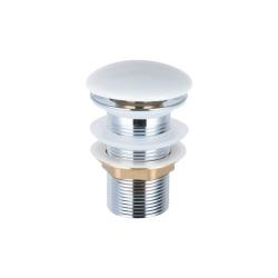 Донный клапан Vincea DBS-316, белая крышка, 6,8х6,8х8,2 см, клик-клак с керамической крышкой, круглый, керамический/ нержавеющая сталь, цвет белый, для раковины, без перелива