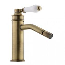 Смеситель для биде Migliore Ermitage Mini, однорычажный, неповоротный, длина 130 мм, керамический картридж, латунь, цвет бронза/белый
