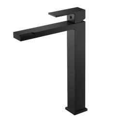 Смеситель для раковины/умывальника Knotlor Stable, высокий, однорычажный, неповоротный, керамический, длина излива 175 мм, латунь, цвет черный матовый