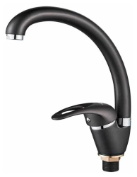 Смеситель для кухни/мойки LEDEME, однорычажный, поворотный, латунный, длина излива 186 мм, латунь, цвет графит