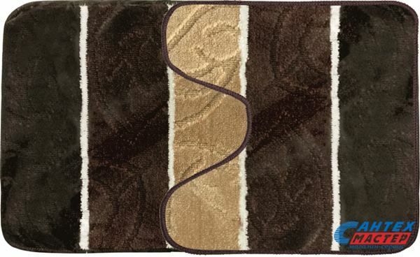 Набор 2 коврика для ванны АкваЛиния 45х75 полипропилен коричневый листья Twist