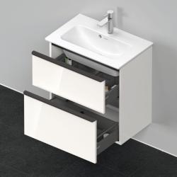Тумба под раковину Duravit D-Neo, 61х37,2х62,5 см, подвесная, 2 выдвижных ящика, ДСП, цвет: белый глянец, шкафчик навесной, прямоугольная, правая/левая, в ванную комнату