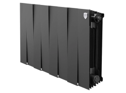Радиатор отопления Royal Thermo PianoForte 300 Noir Sable (8 секций) биметаллический, боковое подключение, для квартиры, дома, водяные, мощность 984 Вт, настенный, батарея, черный графит