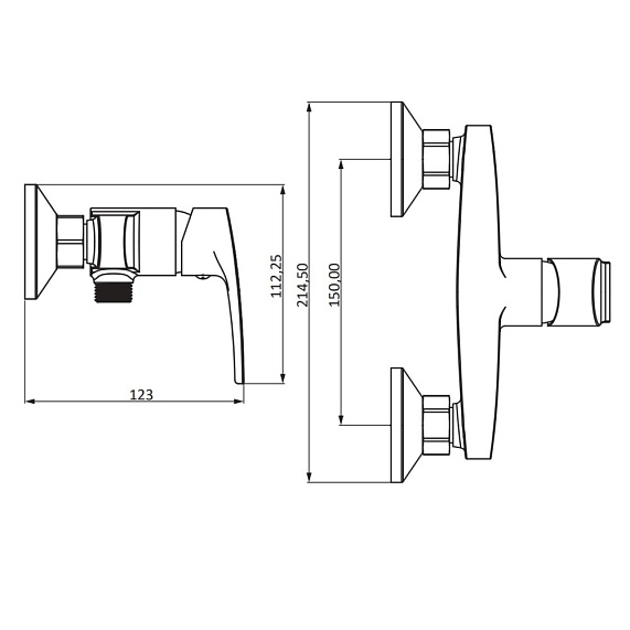 Смеситель для душа Damixa Eclipse 2.0 однорычажный, керамический, настенный, без излива/шланга/лейки, латунь, хром