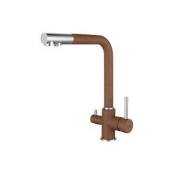 Смеситель для кухни/мойки GranFest, с подключением фильтра для питьевой воды, однорычажный, керамический картридж, высокий, с поворотным изливом, длина 218 мм, латунь, цвет терракот