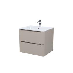 Тумба c раковиной IDDIS Edifice, 602х467х500 мм, подвесная, 2 выдвижных ящика, МДФ/санфарфор, раковина накладная, прямоугольная, отверстие под смеситель, цвет капучино EDI60C0i95K