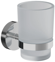 Подстаканник одинарный IDDIS Sena, настенный, сплав металлов/стекло, форма округлая, для щеток в ванную/туалет/душевую кабину, цвет хром