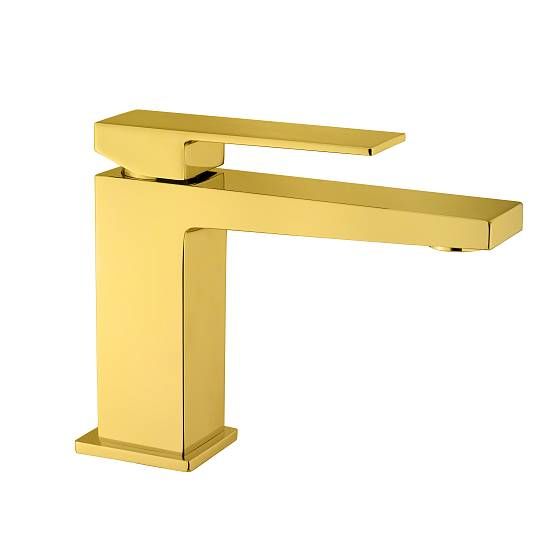 Смеситель для раковины Webert Pegaso однорычажный, неповоротный, длина 128 мм, латунь, цвет золото