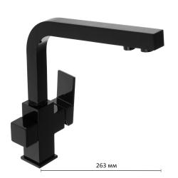 Смеситель для кухни/мойки Accoona, с подключением к фильтру с питьевой водой, однорычажный, поворотный, керамический, длина излива 263 мм, латунь, цвет черный