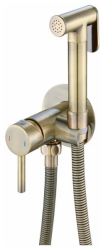 Смеситель с гигиеническим душем Haiba, встраиваемый, однорычажный, керамический, без излива, с гибким шлангом/лейкой, латунь, цвет бронза