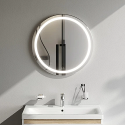 Зеркало Am.Pm X-Joy 650х650х30 см с LED/ЛЕД-подсветкой, круглое, с ИК- сенсором, выключатель сенсорный, для ванны, навесное/подвесное/настенное