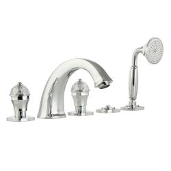 Смеситель для ванны/душа Migliore Korona, на борт ванны, двухвентильный, неповоротный, длина 195 мм, керамический, латунь, цвет хром