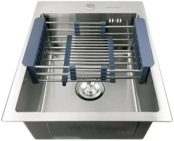 Мойка кухонная Fabia Profi, 40х50 см, врезная, нержавеющая сталь, прямоугольная, цвет: сатин, с отверстием под смеситель, слив-перелив, без крыла