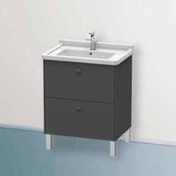 Тумба под раковину Duravit Brioso, 67х46,9х69,3 см, напольная, цвет: графит матовый, 2 выдвижных ящика, ДСП, прямоугольная, левая/правая, в ванную комнату