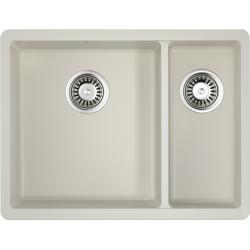 Мойка кухонная Omoikiri Kata 55-2-U-PA, две чаши, 42х55 см, врезная, из искусственного гранита (Artgranit), прямоугольная, цвет пастила, без отверстия под смеситель, без крыла, слив-перелив, врезная в столещницу, для кухни