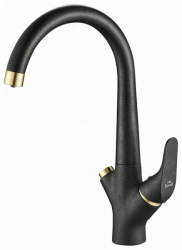 Смеситель для кухни/мойки ZorG Steel Hammer 815, под фильтр, однорычажный, поворотный, керамический картридж, длина излива 220 мм, латунь, цвет черный/бронза