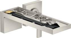 Смеситель для раковины Axor MyEdition, без панели, однорычажный, настенный/встраиваемый, скрытого монтажа, фиксированный излив, длина излива 22,1 см, керамический, латунь, цвет под сталь, незапираемый сливной набор