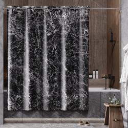 Штора для ванны WasserKRAFT Aland, 200х200 см, водоотталкивающая, универсальная, из полиэстера, с люверсами, цвет- черный/с рисунком, для ванной/ванны