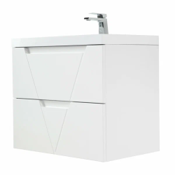 Тумба под раковину BelBagno Vittoria 70, 70х45х62 см, подвесная, 2 выкатных ящика, МДФ, цвет: белый глянцевый, шкафчик навесной, механизм доводчика, прямоугольная