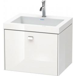 Тумба c раковиной Duravit Brioso, 60х48х50,2 см, подвесная, 1 выдвижной ящик, ДСП, цвет: белый глянец/хром /Vero Air, мебельная, прямоугольная, цвет белый, фарфоровая, с площадкой под смеситель, без перелива