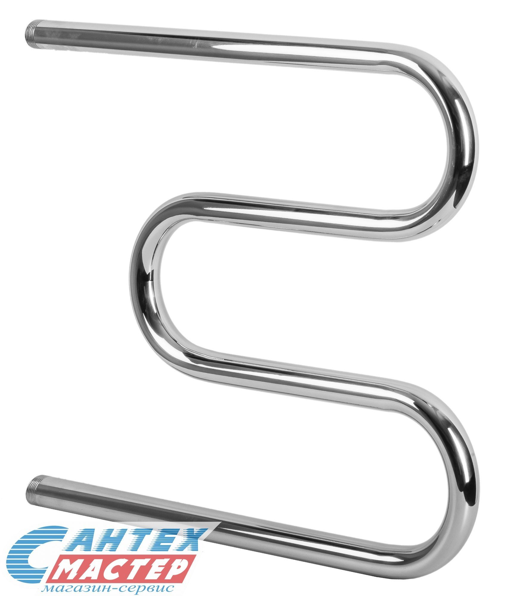 Полотенцесушитель 500х600 мм Indigo ЭКО MW50-60 1,5 водяной 1" дюйма, боковое подключение, из нержавеющей стали, форма М-образный, настенный, цвет хром, для ванны, горизонтальный, к стояку горячей воды, отопления, межосевое расстояние