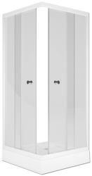 Душевое ограждение MELODIA Square  80х80х175 см, прозрачное стекло, профиль белый, левое/правое, квадратное/угловое, две двери/раздвижные, из прозрачного стекла, (душевой уголок/перегородка без поддона) стеклянное
