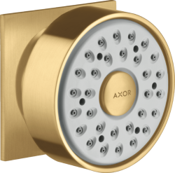 Форсунка душевая Axor 1jet боковая, настенного монтажа, квадратная, с 1 режимом, размер 6,6х6,6 см, металлическая, цвет шлифованное золото, в стену, для душа/ванной/душевой кабины