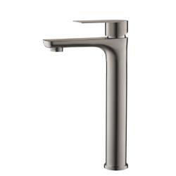 Смеситель для раковины/умывальника AQUEDUC однорычажный, высокий, неповоротный, керамический, длина излива 140 мм нержавеющая сталь, цвет сталь 345720