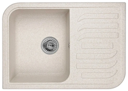 Мойка EMAR 69,5х49,5 см, врезная, из кварцевой крошки, прямоугольная, цвет берилл, без отверстия под смеситель, слив-перелив, с крылом, оборачиваемая, для кухни