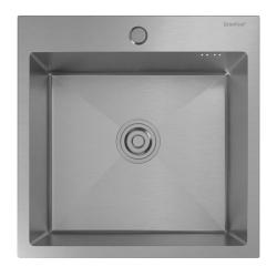 Мойка GranFest METAL 5050, 50х50 см, врезная, стальная, квадратная, цвет нержавеющая сталь, с отверстием под смеситель, без слив-перелива, без крыла, для кухни