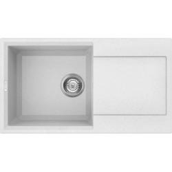 Мойка кухонная Omoikiri Sakaime 78-WH, 43,5х78 см, врезная, из искусственного гранита (Tetogranit), прямоугольная, цвет белый, без отверстия под смеситель, с крылом, оборачиваемая, слив-перелив, врезная в столещницу, для кухни