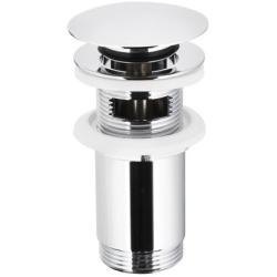 Донный клапан KFA Armatura BIG ROUND, клик-клак, круглый, металлический/латунь, цвет хром, с переливом, для раковины/умывальника/рукомойника
