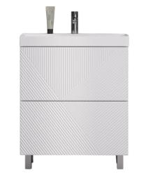 Тумба под раковину Velvex Edge 700-0-2, 694х388х796 мм напольная, цвет белый глянец, 2 выдвижных ящика, подходит раковина 9696-70, универсальная, в ванную комнату