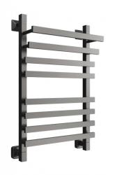 Полотенцесушитель Двин F plaza 80/50, водяной (К3, квадрат, оружейная сталь), универсальное подключение, нержавеющая сталь, настенный, форма лесенка, цвет хром, к отоплению и ГВС, для отопления, обогрева в ванной