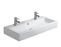 Раковина DURAVIT Vero, 100х47х13,5 см, подвесная, прямоугольная, санфарфор, цвет белый, с 2 отверстиями под смеситель, слив/перелив