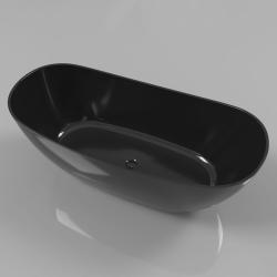 Ванна Whitecross Onyx C, 160х75 см, из искусственного камня, цвет- черный глянцевый, (без гидромассажа) овальная, отдельностоящая, правосторонняя/левосторонняя, правая/левая, универсальная