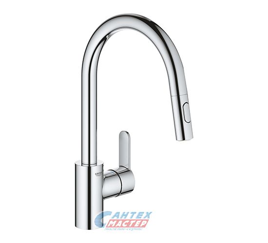 Смеситель для кухни/мойки Grohe Eurostyle Cosmopolitan однорычажный, керамический, с поворотным выдвижным изливом, длина 223 мм, латунь, цвет хром, кухонный, хромированный, вертикальный, однорукий, одноручный, однозахватный, одноручковые, кран