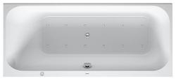 Ванна Duravit Happy D.2 160х70 см гидромассажная, встраиваемая, акриловая, цвет: белый, с ножками/сливом-переливом, без фронтальной панели, прямоугольная, с системой гидромассажа Combi-System E, c наклоном для спины слева, левая