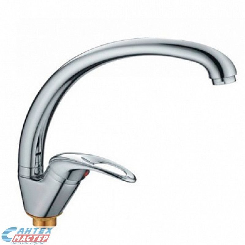 Смеситель для кухни/мойки Haiba Лайт HB4115 однорычажный, керамический, с поворотным изливом, латунь, цвет хром, кухонный, хромированный