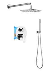 Душевая система Aquatek Бетта 3 в 1 встраиваемая, цвет хром, комплект: смеситель/тропический душ (с верхней лейкой)/лейка/шланг, латунь, скрытого монтажа