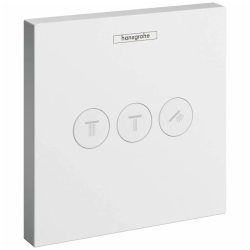 Смеситель для ванны Hansgrohe ShowerSelect, скрытый монтаж, настенный, 15,5х15,5х2 см, квадратный, нержавеющая сталь, белый матовый, для 3 потребителей