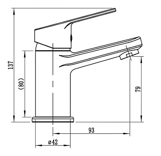 Смеситель для раковины/умывальника Voda Tide однорычажный, неповоротный, фиксированный, излив длина 93 мм высота 79 мм латунь, цвет хром TD26M